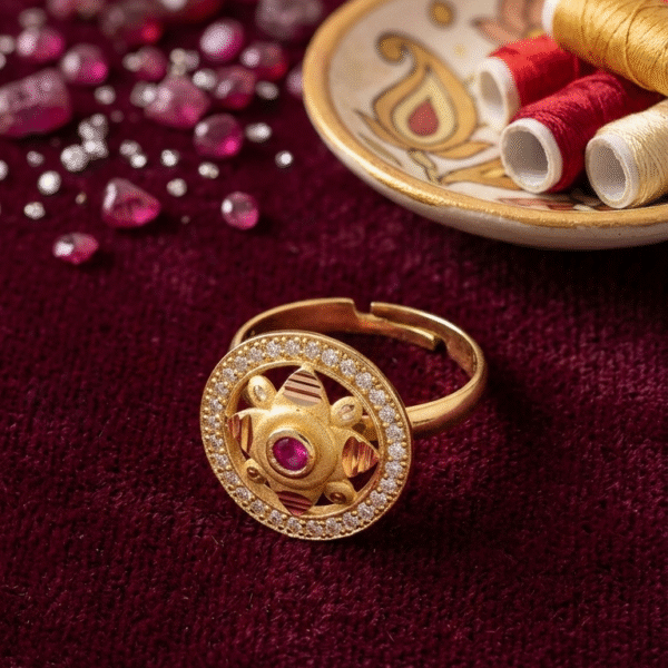 Ruby Halo Blossom Ring