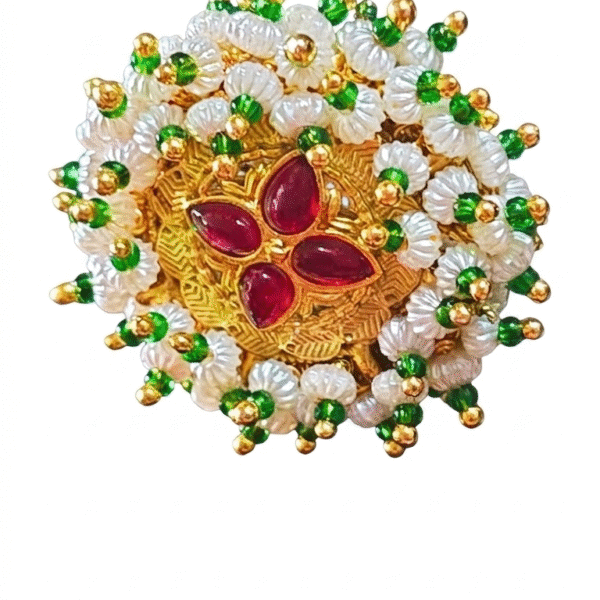 Royal Rajputi Kemp & Pearl Studded Oversized Ring
