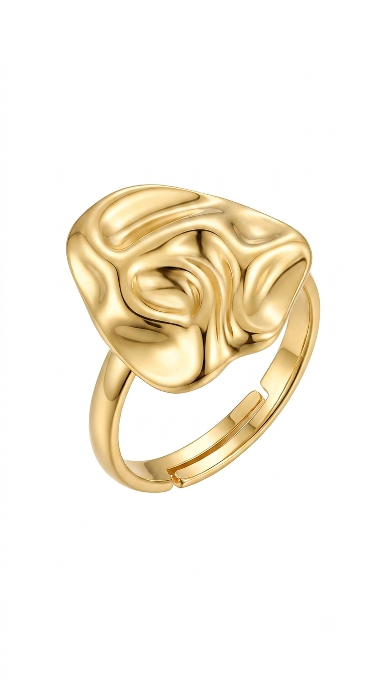 Melted-Metal Adjustable Statement Ring