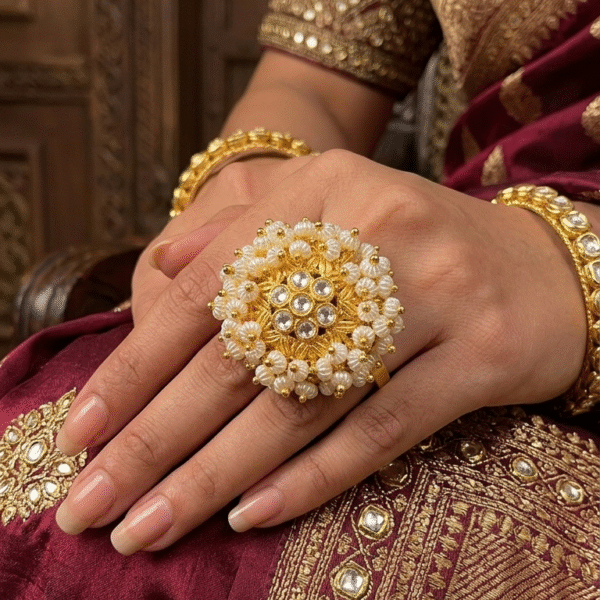 Royal Rajputi Jadau Pearl Cocktail Ring