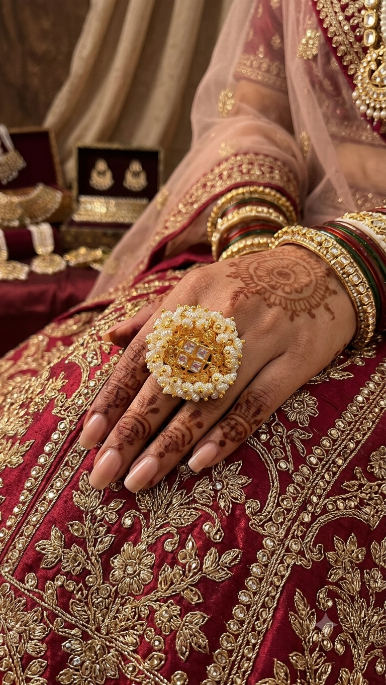 The 'Moti-Mahal' Heritage Gold Cocktail Ring - Image 2