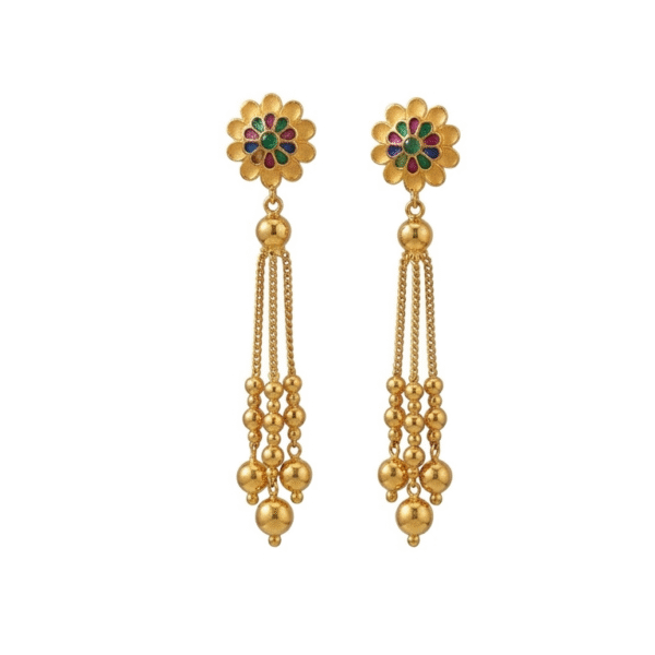 The “Mayura Bloom” Gold Tassel Earrings