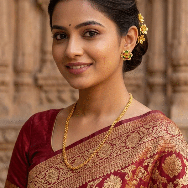 Vibrant Blossom Meenakari Gold Studs