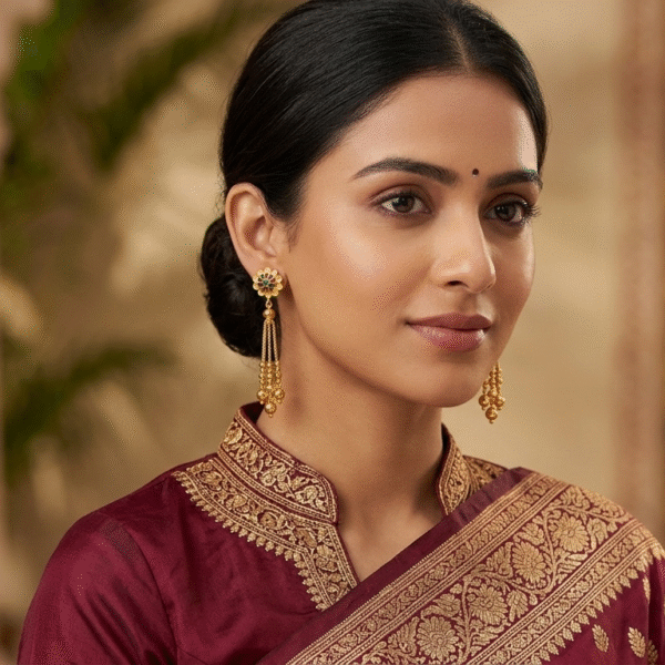 The “Mayura Bloom” Gold Tassel Earrings