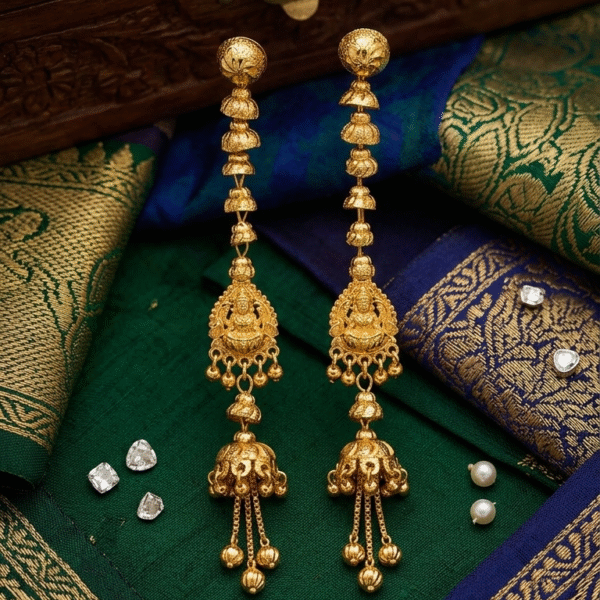 Divine Lakshmi Temple Tiered Jhumka Earrings