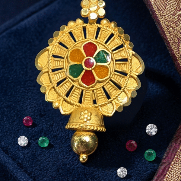 Traditional Meenakari Floral Gold Pendant