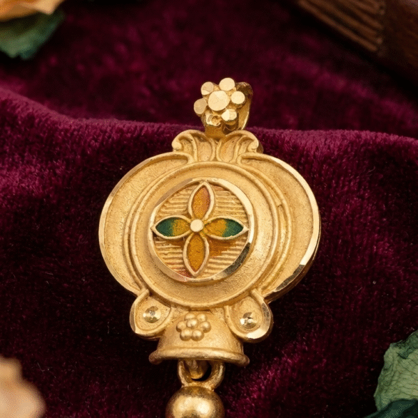 Royal Floral Enamel Gold Pendant