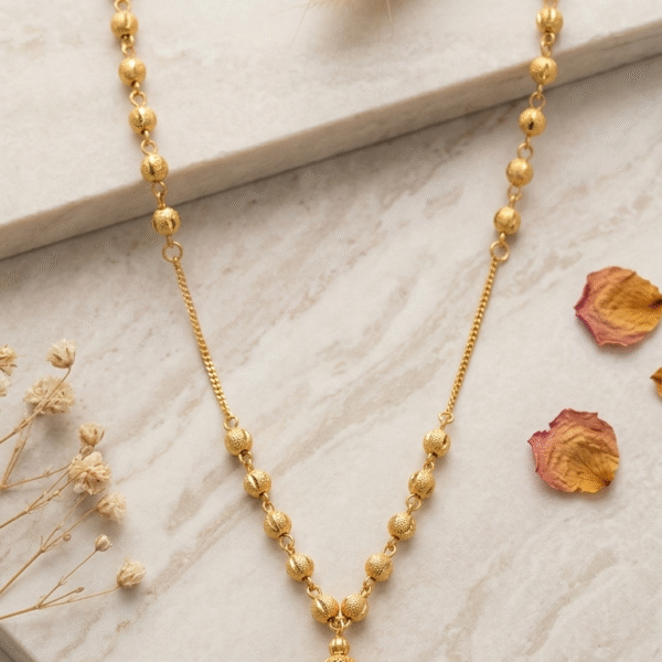 Gilded Marbles Tassel Necklace