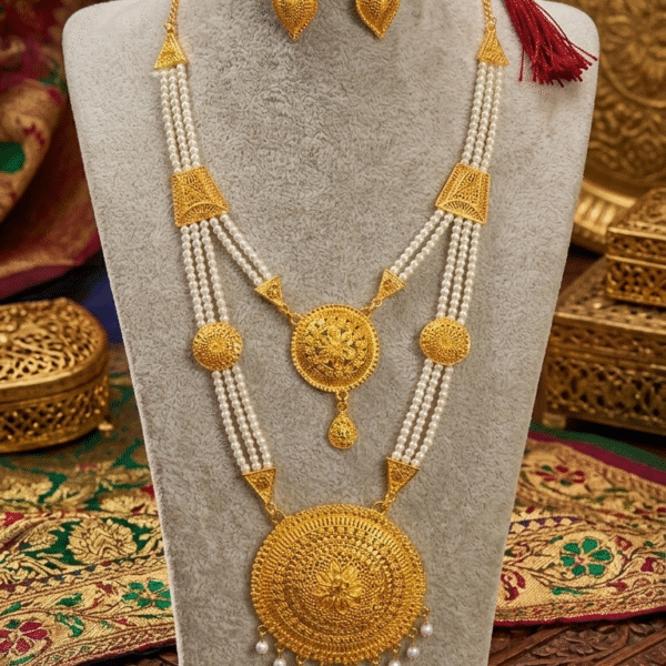 Royal Pearl & Gold Layered Rani Haar Set