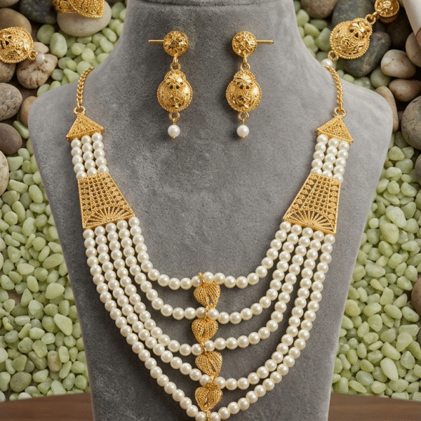 The Majestic Cascade Pearl & Gold Set