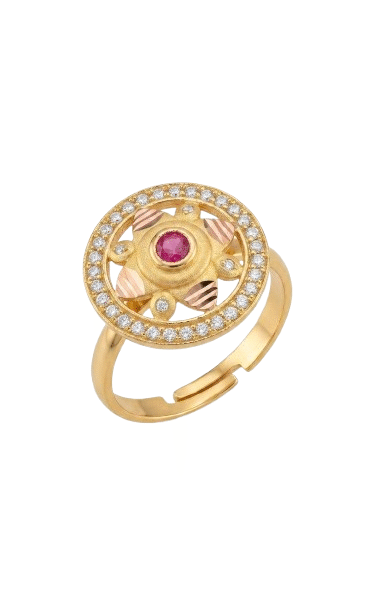 Ruby Halo Blossom Ring
