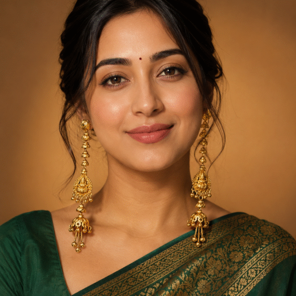 Divine Lakshmi Temple Tiered Jhumka Earrings