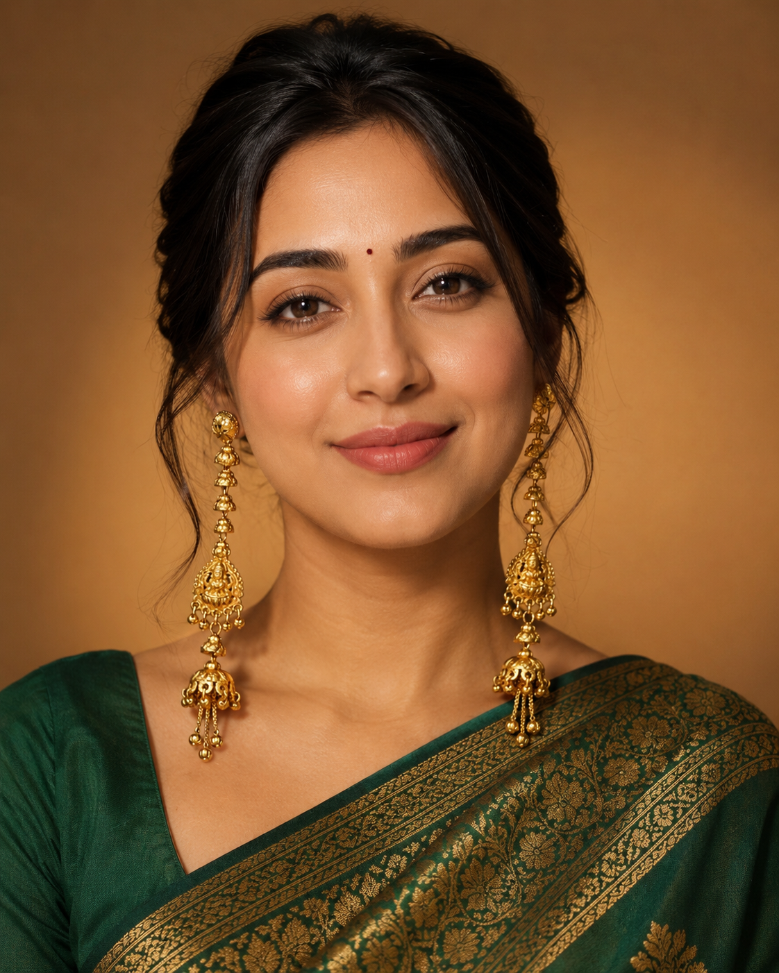 Divine Lakshmi Temple Tiered Jhumka Earrings - Image 2