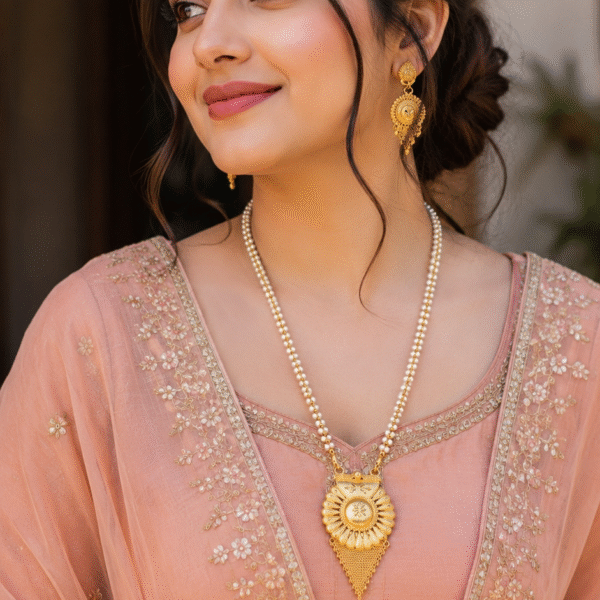 The Sunburst Filigree Pearl Mala Set