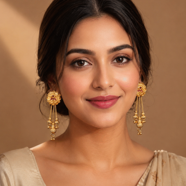Royal Floral Cascade Gold Earrings