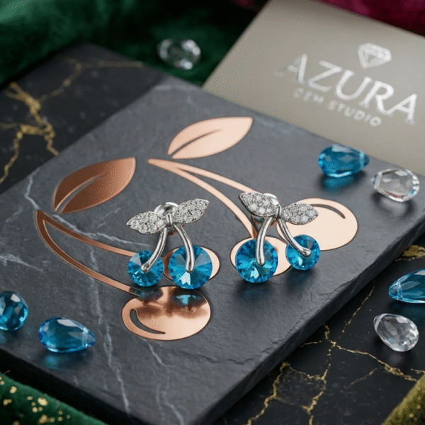 Sapphire Cherry Bloom Earrings 💎🍒