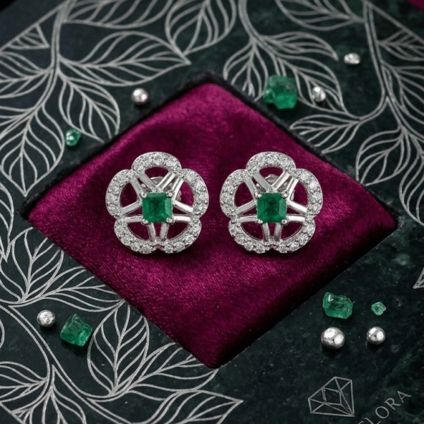 Emerald Bloom Stud Earrings
