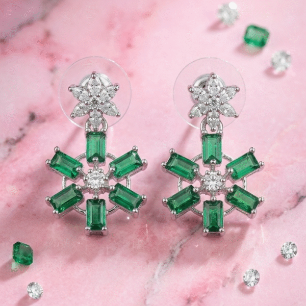 💚 Emerald Crystal Bloom Earrings