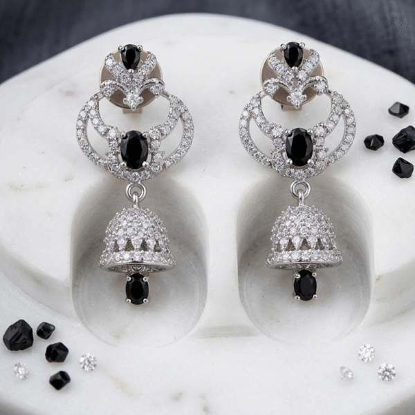 Midnight Noir Jhumka Earrings 🖤✨