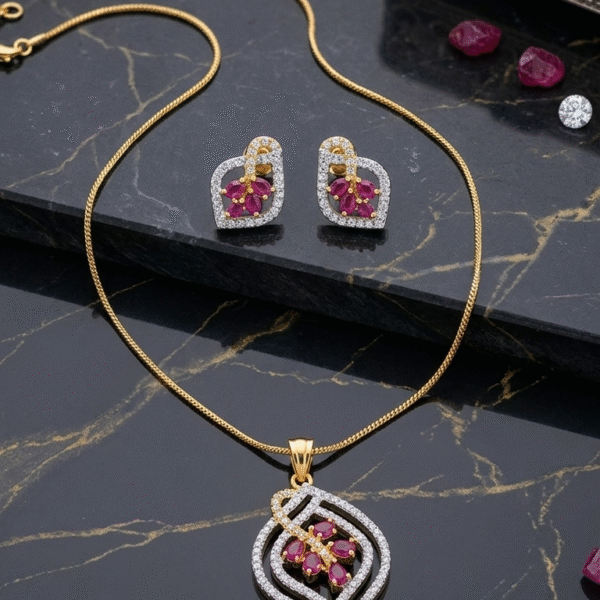 Royal Ruby Blossom Necklace Set