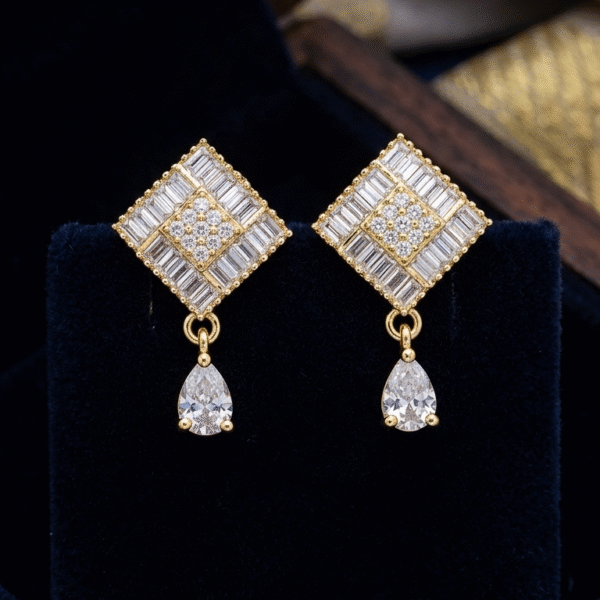 Mosaic Rhombus Pear-Drop Earrings