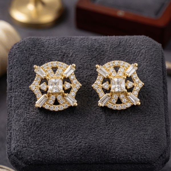 Art Deco Medallion Diamond Studs