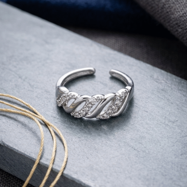 Twisted Ribbon Diamond Open Ring
