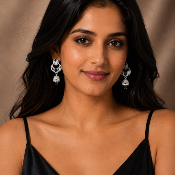 Midnight Noir Jhumka Earrings 🖤✨