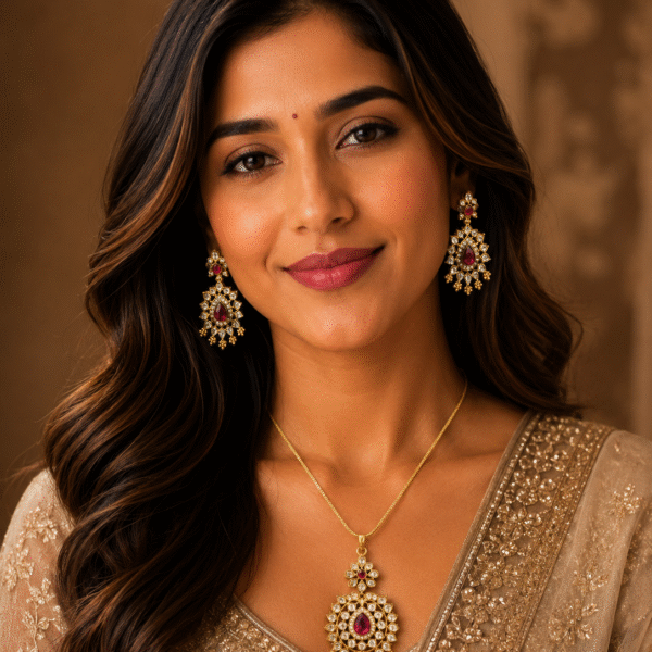 The Royal Crimson Bloom Pendant Set