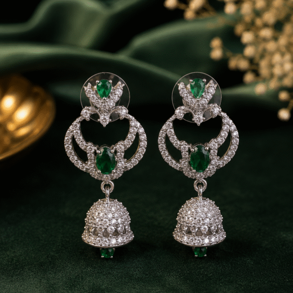 Emerald Crown Jhumka Earrings