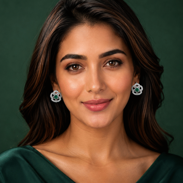 Emerald Bloom Stud Earrings