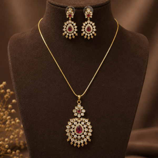 The Royal Crimson Bloom Pendant Set