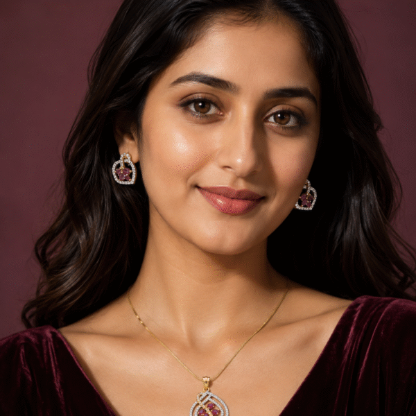 Royal Ruby Blossom Necklace Set