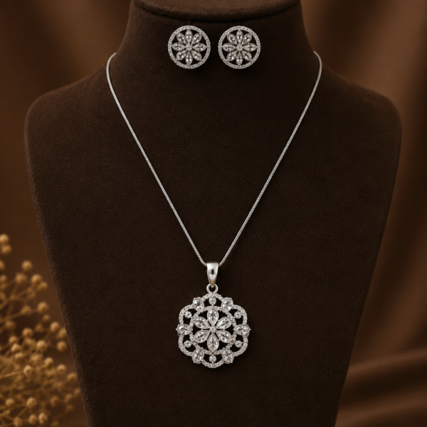The Stellar Bloom Diamond Pendant Set