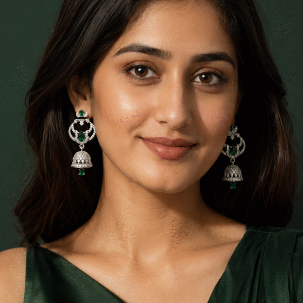 Emerald Crown Jhumka Earrings