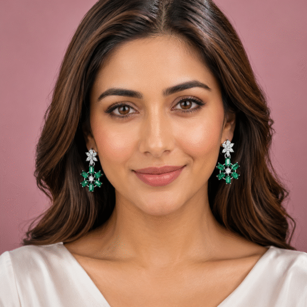 💚 Emerald Crystal Bloom Earrings